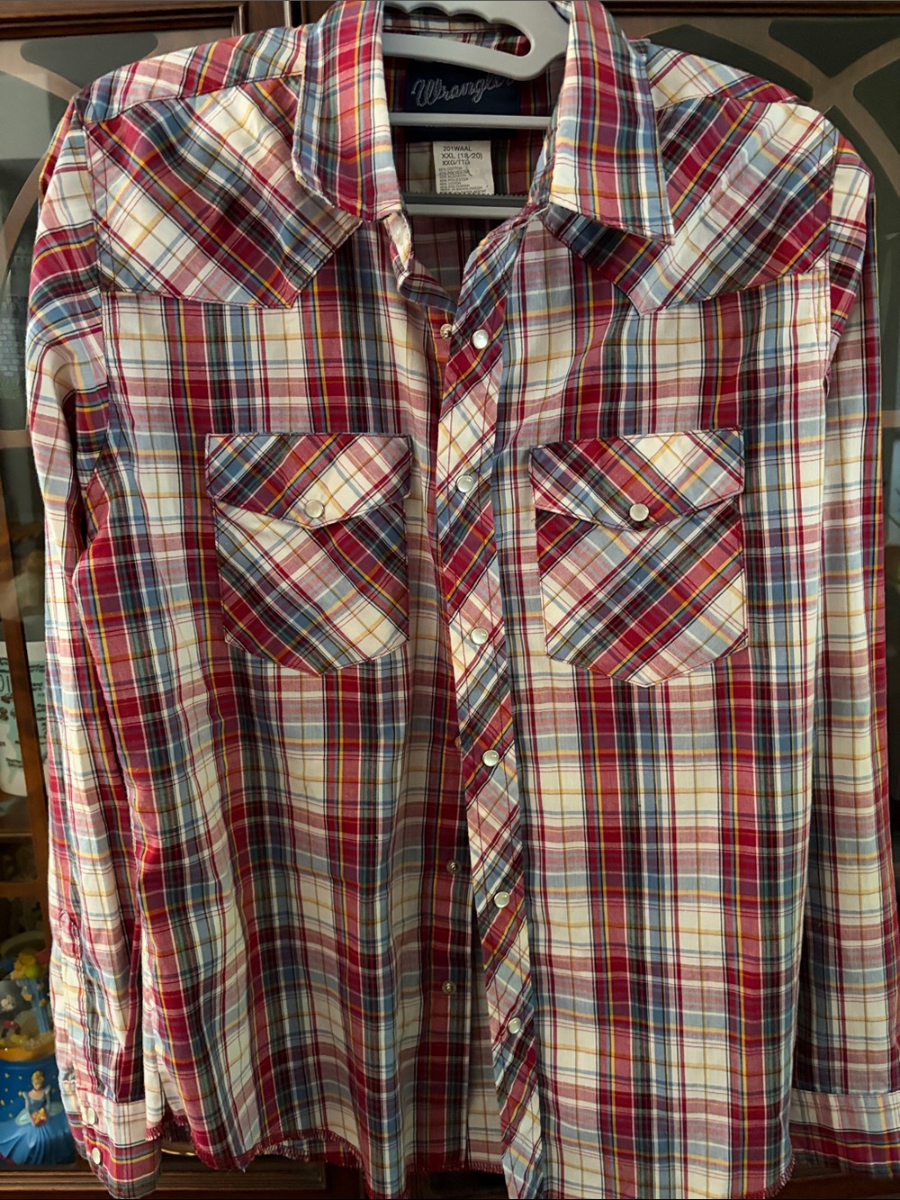 Wrangler Red Multi-Color Plaid Western Button-Down Shirt